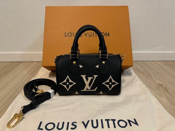 【新品同様/鑑定済】ルイヴィトン ハンドバッグ ナノスピーディ モノグラム・アンプラント M81456 LOUIS VUITTON