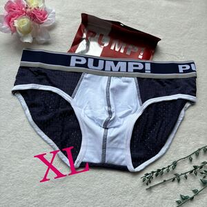 新品　メンズ　XLサイズ　PUMP ネイビー　ホワイト　メッシュ　sexy 　ビキニブリーフ ダンディ ビキニ　パンツ ショーツ