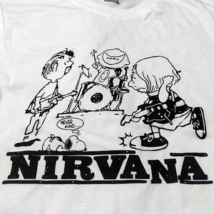 送料無料【Nirvana × peanuts風】Never Mind /ニルヴァーナ / ホワイト★選べる5サイズ/S M L XL 2XL/ヘビーウェイト 5.6オンス