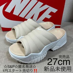 1 иен старт прямые продажи новый товар не использовался Nike регулировка сила сандалии 27cm бежевый белый обычная цена 13200 иен NIKE W ADJUST FORCE SANDAL