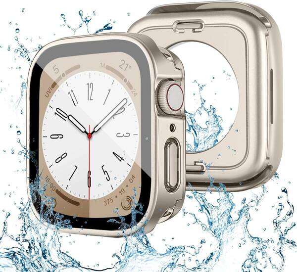 【2 in 1防水設計】POLINK 対応 アップルウォッチ カバー Series 9/8/7/SE/6/5/4 45mm PC素材 強化ガラス 対応 Apple Watch カバー S40