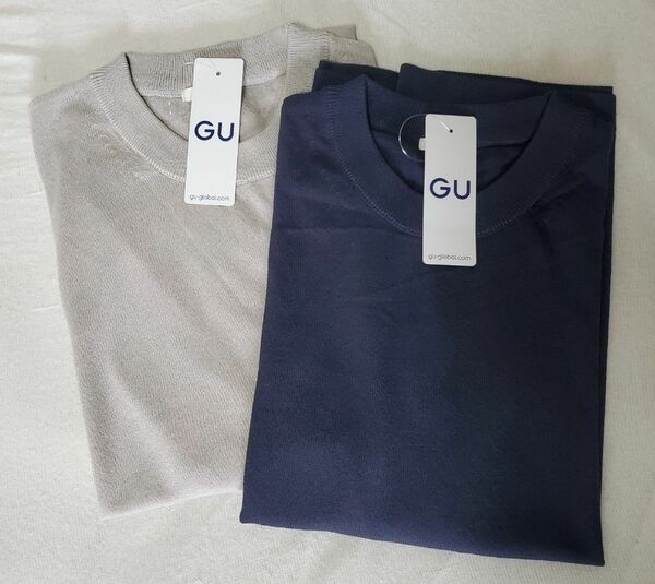 【未使用】2枚セット　未使用　シアーリラックスフィット　ニットTシャツ　透かし編む　Mサイズ　GU