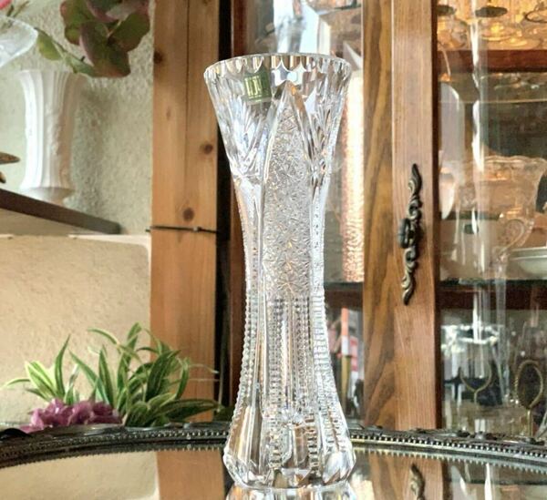 【未使用】 HOYA 豪華 クリスタル 花瓶 一輪挿し フラワーベース 花瓶 カットガラス クリスタルガラス