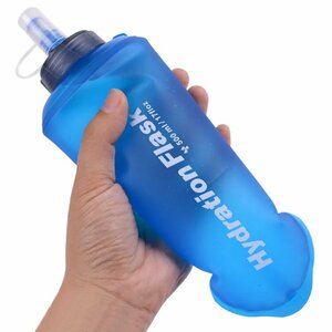 ハイドレーションボトル 500ml 折り畳み ランニングウォーターボトル 給水袋 ソフトボトル TPU 持ち運び便利 水分補給 SDKWB500MNEW