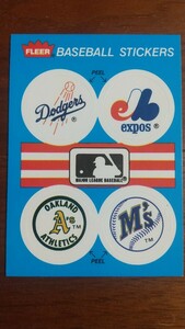 FLEER ステッカーカード 1989年 ドジャース、エキスポズ、アスレチックス、マリナーズ(裏面の説明はドジャース)