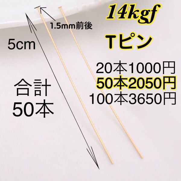 【50本5cm】14kgf(フィルド)Tピン ハンドメイドピアスネックレス作りに