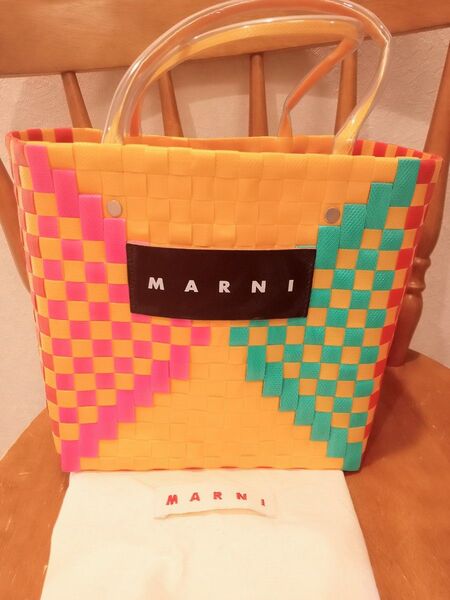 完売 新品 MARNI マルニ ピクニック バッグ サンイエロー かごバッグ ハンドバッグ 黄色