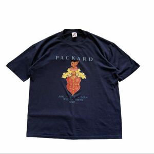 【USA製】 90s 80s JERZEES ジャージーズ 半袖Tシャツ Tee メンズ XL 紺/ネイビー クルーネック プリント アメリカ製 ビンテージ 古着 USED