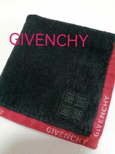 GIVENCHY　ジバンシー　[USED]　タオルハンカチ　ハンドタオル　４Gロゴ刺繍　 ブラック　ブランドハンカチ