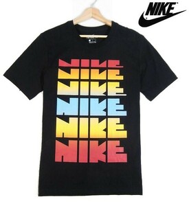 F月06302新品▼ ナイキ NIKE グラデーション ビッグロゴ 半袖Tシャツ 【 M 】 レインボー 半袖カットソー クルーネック Tシャツ 黒系