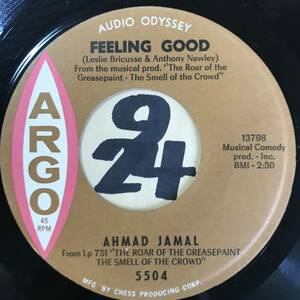 試聴 高速スイング・ピアノ・コンボ AHMAD JAMAL A WONDERFUL DAY LIKE TODAY / FEELING GOOD 両面NM