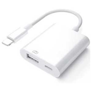 【2 in1】iPhone Lightning USBカメラアダプタ USB変換アダプタ 接続ケーブル iPhone/iPad 高速 双方向転送