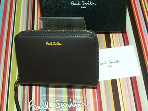 *PSC102-W* new goods regular * Paul Smith color Logo round Zip fixed period / coin / card inserting 