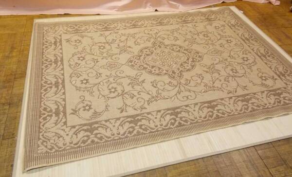 ラグ 麻風ラグマット 最終処分 涼しい 160×230cm フランス製 土足もOK ジュータン カーペット ゴザ 夏に最適