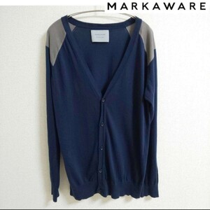 ma-ka wear cardigan long sleeve V neck navy thin cotton made in Japan MARKA WARE feather woven one jpy start 1 start 