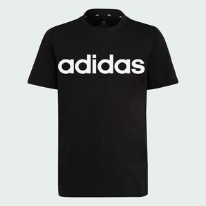 新品アディダスadidasブラック黒エッセンシャルズ リニアロゴ コットン半袖Tシャツ スポーツウェア160男女兼用ユニセックス