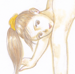 vivi 手描きイラスト「Venus295」女の子 美女　美少女　軟体　ストレッチ　ブリッジ　美人画　裸婦 裸身 鉛筆画 直筆 原画 A4サイズ