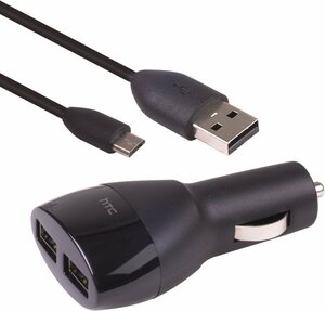 即決・送料込)【HTC純正 車載用充電器】HTC MicroUSB Dual Port Car Charger & Micro USB Cable