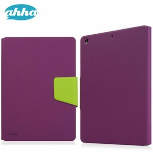 即決・送料込)【スタンド機能つき ブックタイプケース】ahha iPad Air Smart Flip Case ZAKI Purple/Green