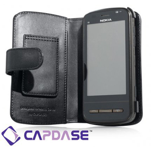 即決・送料込)【手帳型レザーケース】CAPDASE Nokia C6 Bi-fold (横開き) レザーケース (牛革) 黒