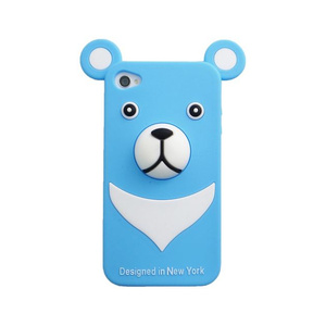 即決・送料込)【かわいいクマのケース】iburg iPhone 4S/4 Full Protection Silicon Bear Blue