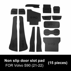 S90 Black leather cup holder mat, slip prevention, waterproof pad, dustproof styling accessory,Volvo