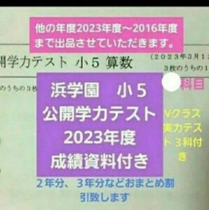 浜学園　小５　 公開学力テスト　2023年度　成績資料付き　 国語算数理科社会　 未記入　 一年分　 4科目