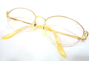1000円スタート 眼鏡 Tiara Roanne K18 18金 51□17-130 ハーフリム 度入り眼鏡 総重量約31.0g メガネ めがね 5 HH1013