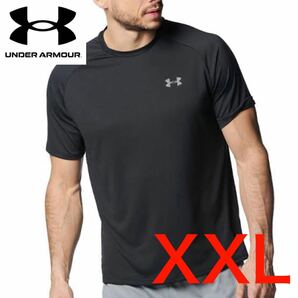 美品 正規品 UNDER ARMOUR アンダーアーマートレーニング Tシャツ UAテック2.0 ブラック メンズ XXL ウエイトトレーニング 筋トレ 8678