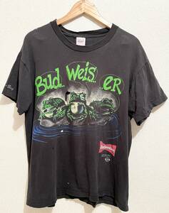 ビンテージ 90s Budweiser Frog Tシャツ L ブラック anvil USA製 VINTAGE