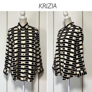 【美品】イタリア製★KRIZIA 柄シルクシャツ