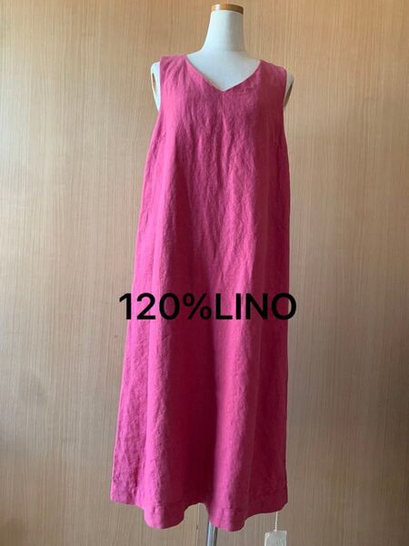 新品未使用 <120%LINO> Vネックノースリーブワンピース