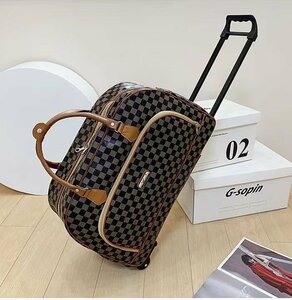  new goods small size Boston bag PU suitcase multifunction storage convenience 2 wheel Toro Lee case machine inside bringing in traveling bag waterproof check pattern 2 сolor selection possible 