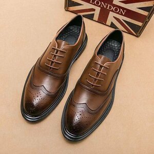 高級本革 ◆ビジネスシューズ 英国風 靴 カジュアル 紳士用 牛革 ビジネスシューズ 通勤 サイズ選択可能 26.0cm 茶色