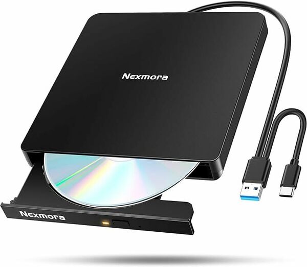 2024革新型・高速USB3.0対応】 CD DVDドライブ 外付け 静音 DVDプレーヤー 外付け USB3.0＆Type-C両接続 読取/書込可 CDプレーヤー