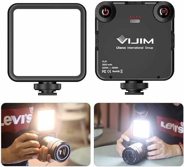 Ulanzi VL-81 LEDビデオライト 小型 充電式 3000mAh Type-C 3200k-5600k CRI95+ 色温度調整可能 スマート カメラライト 補助照明 撮影用