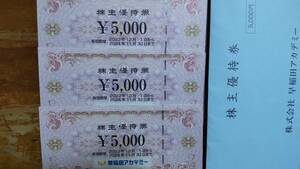 早稲田アカデミー 株主優待 15000円分(5,000円×3枚)