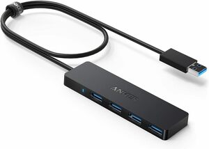 Anker USB3.0 ウルトラスリム 4ポートハブ, USB ハブ 60cm ケーブル バスパワー 軽量 コンパクト MacB