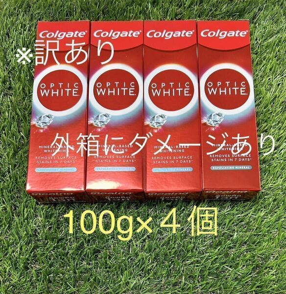 ※訳あり　外箱にダメージあり　４個　新パッケージ　コルゲート　Colgate プラスシャイン　オプティックホワイト　歯磨き粉　送料込