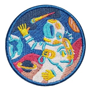 U-15【 アイロンワッペン 】 刺繍ワッペン アップリケ リメイク 宇宙飛行士 宇宙 惑星 アイロンワッペン ワッペン patch パッチ wappen