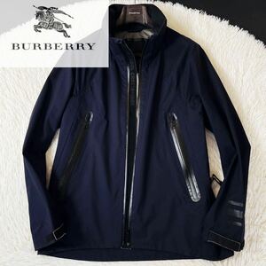 d3【大人のレインコーデ】●BURBERRY BLACK LABEL●撥水コーティング　ナイロンブルゾン　バーバリーコート メンズ 三陽商会　大きめLL