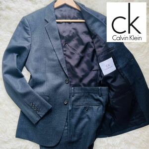 [ as good as new ] gentleman. put on . none! Calvin Klein CALVIN KLEIN suit setup tailored jacket wool M corresponding gray blue spring autumn business 