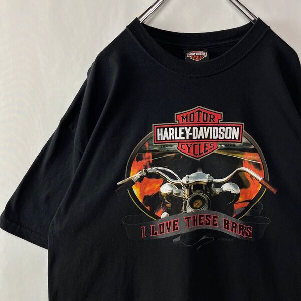 USA製 ハーレーダビッドソン Tシャツ ビッグプリント 古着 XL ブラック