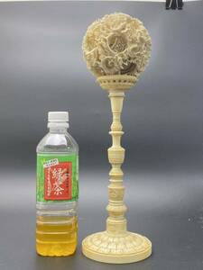 z62k1. tooth manner large heaven lamp many layer lamp handicraft -ply 631.5g height 36cm sphere approximately 11cm natural material decoration for ivory manner ornament antique goods old fine art era thing 