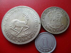 南アフリカ★RSA★銀貨２枚★1961、1963年★20￠、50￠★ASW= 19g+