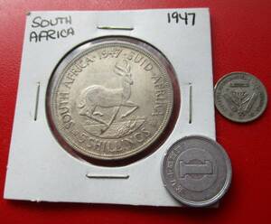 南アフリカ★South Africa (USA)★銀貨２枚★3ｄ、5s★1941、1947年★ASW= 14g+