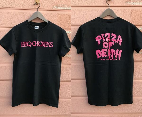 ピザオブデス BBQ CHICKENS Tシャツ 黒 ネオンピンク ハイスタ pizza of death バーベキューチキンズ 横山健 Hi-STANDARD ハイスタンダード