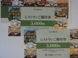 〒無料◇三井松島ホールディングス　レストラン優待割引券3000円×2枚　2025.6.30まで