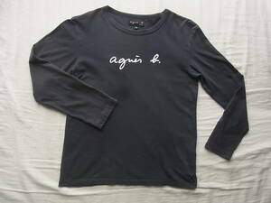agnes b. アニエスベー ロゴプリント入り　長袖Tシャツ　サイズ T2 日本製　ブラック