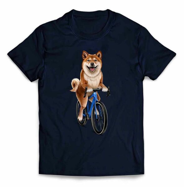 柴犬 いぬ 自転車 笑顔 半袖 Tシャツ メンズ レディース キッズ